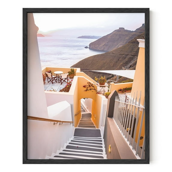 HAUS AND HUES Posters of Beach Scenes and Wall Art of Italy - Beautiful Scenery Wall Art and Lake Beach Decor, Mediterranean Wall Art of Italian Balcony Overlooking Cliffs (16" x 20" Unframed)