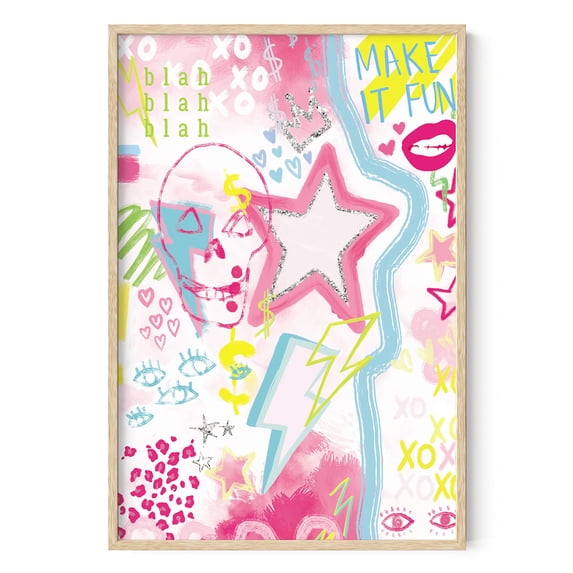 HAUS AND HUES Preppy Wall Decor Aesthetic Poster - Pink Pictures Wall Decor Dorm Room Posters, Cute Preppy Room Decor Aesthetic Pictures for Wall, Pink Posters for Room Aesthetic BEIGE FRAMED 24x36