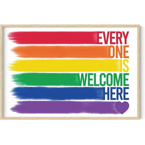 HAUS AND HUES Pride Artwork Rainbow Wall Art - Gay Pride Decor Rainbow Poster, Rainbow Wall Decor, Gay Pride Sign Gay Signs & Pride Wall Art, Pride Room Decor LGBT Flag (24x36, Framed Beige)