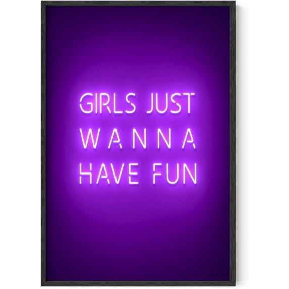 HAUS AND HUES Purple Pictures Wall Decor - Wall Art for Bedroom Aesthetic Purple Wall Decor Purple Wall Art Neon Posters Purple Wall Decor for Bedroom Purple Just Wanna Have Fun (Unframed 24x36)
