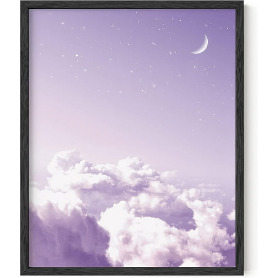 HAUS AND HUES Purple Wall Decor - Cloud Wall Decor Purple Pictures Wall Decor Purple Wall Art Purple Aesthetic Room Decor Purple Wall Decor for Bedroom Girls Purple Room Decor (Framed Black 16" x 20)
