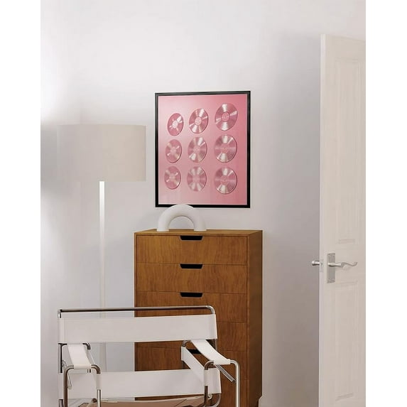 HAUS AND HUES Records for Wall Aesthetic Pink CDs - Poster for Room Aesthetic 90s Blush Pink Room Decor Pink Posters for Room Aesthetic VSCO Posters for College Dorms, (Black Framed, 12x16)