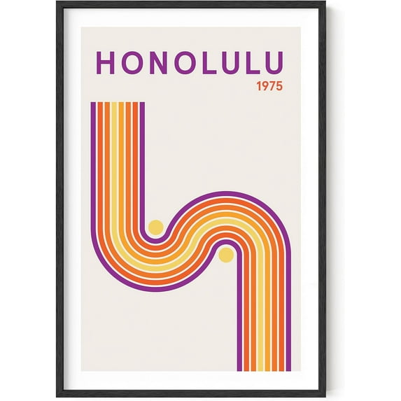 HAUS AND HUES Retro Vintage Travel Posters - Abstract Art, Honolulu Poster, Vintage Posters For Room Aesthetic, Hawaiian Art Work, City Art, Individual Vintage Prints For Wall Decor (Unframed, 24x36)