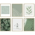 thumbnail image 1 of HAUS AND HUES Sage Green Wall Art - Set of 6 Nature Wall Art, Botanical Wall Art Framed Art Set, Abstract Art Wall Decor, Green Aesthetic Room Decor, Plant Art Framed Wall Art (11x14, Framed Beige), 1 of 6
