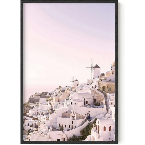 HAUS AND HUES Santorini Vintage Beach Prints - Santorini Greece Poster, Vintage Beach Posters and Greek Photos, Santorini Art, Santorini Painting, Mykonos (Unframed, 24x36)