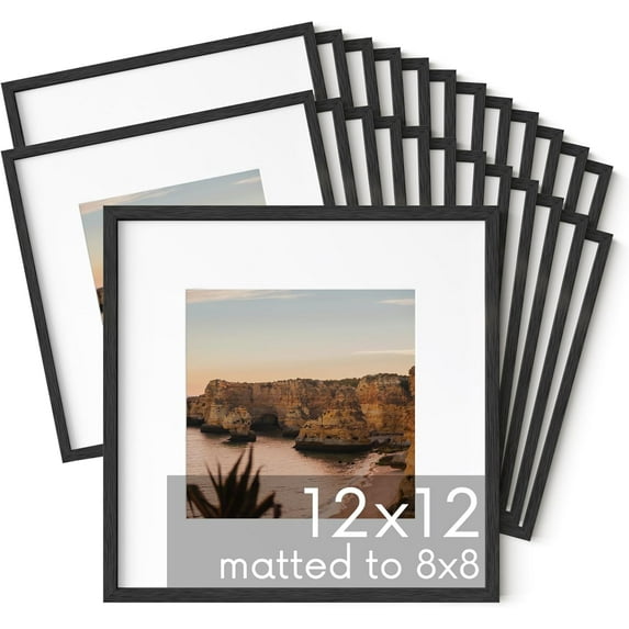 HAUS AND HUES Set of 25 12x12 Picture Frame - 12x12 Frame Square Picture Frames Black Frames for Gallery Wall, 12 x 12 Frame Wood Picture Frames with Mat, Square Frames 12 by 12 Frame (Black Frame)