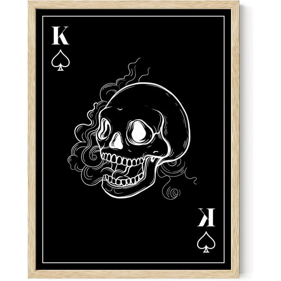 HAUS AND HUES Skull Posters - Skull Art Halloween Print Spooky Pictures, Skeleton Art Creepy Wall Art, Skeleton Poster Halloween Pictures Wall Decor Framed, Edgy Room Decor (12x16 Framed Beige)