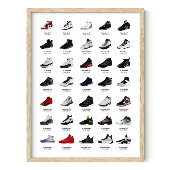 HAUS AND HUES Sneaker Posters for Guys - Michael Jordan Shoes Poster, Sneaker Wall Art Cool Posters for Guys Bedroom, Dope Posters Sneakerhead Room Decor, Shoe Poster Cool Art (12x16 Beige Framed)