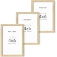 thumbnail image 1 of HAUS AND HUES Solid Oak 4x6 Picture Frame for Wall or Tabletop Set of 3-4x6 Picture Frame Collage, Beige Gallery Wall Frame Set, 4x6 Picture Frames, Photo Frames 4x6, Wooden Picture Frames 4x6, 1 of 6
