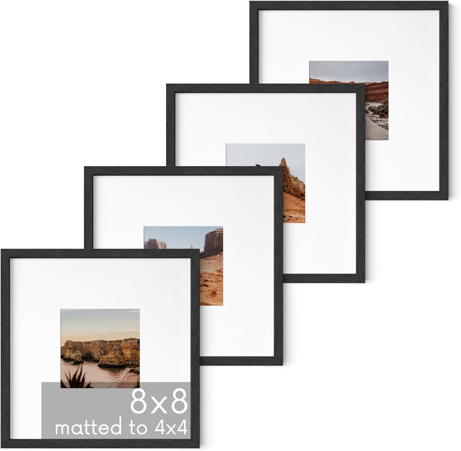 Black Oak Wood 8" x 8" Picture Frames Set of 4