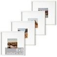 thumbnail image 1 of HAUS AND HUES Solid Oak Wood 8”x8” Picture Frames Matted to 4”x4” Set of 4 - Square White Picture Frames 8x8, Set of 4 Photo Frames, 8x8 Gallery Wall Frame Set, 8 x 8 Picture Frames, 1 of 6