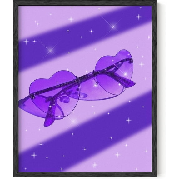 HAUS AND HUES Sunglass Art Purple Aesthetic Room Decor - Aesthetic Purple Wall Art & Cool Posters for Room Aesthetic Neon Pictures Wall Decor Purple Room Decor Aesthetic Wall Art (16"x20" Unframed)
