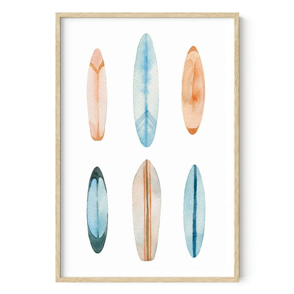 HAUS AND HUES Surf Wall Art and Surf Decor for Bedroom - Surfer Poster Vintage Beach Art Wall Decor | Surfing Pictures Wall Art Beach Pictures Wall Art Surf Board Wall Art (24" x 36" Framed Beige)