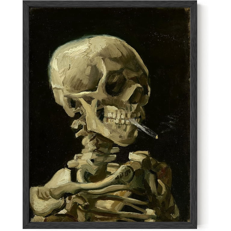 van gogh skull cigarette HAUS AND HUES Skeleton Poster Van Gogh with Cigarette Van Gogh Vincent Van Gogh Skull with Cigarette Skeleton Wall Decor (Black Framed) The skull artwork by Van Gogh presents a distinctive aspect of the artists oeuvre Vincent Van Gogh A Skull