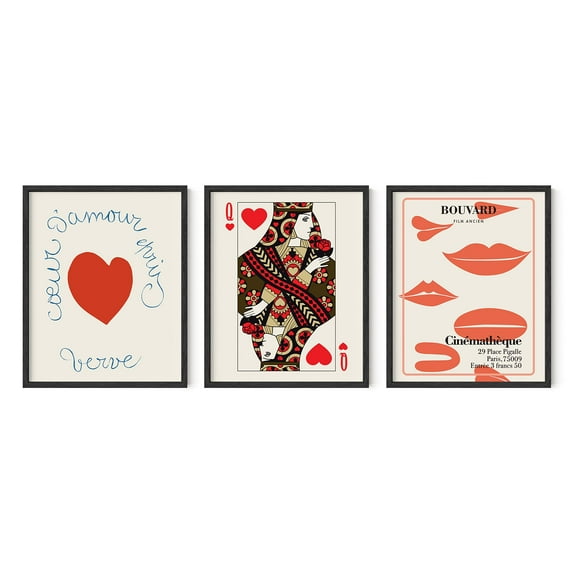 HAUS AND HUES Vintage Art Prints - Set of 3 Vintage Posters for Room Aesthetic, Vintage Prints for Wall Decor, Queen Poster, Matisse Poster, Red Wall Art for Living Room (16X20, UNFRAMED)