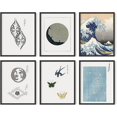 thumbnail image 1 of HAUS AND HUES Vintage Japanese Wall Art Framed - Set of 6 Asian Art Work for Living Rooms, The Great Wave Art Wall Decor, Aesthetic Japanese Style Painting (11x14, Framed Black), 1 of 6
