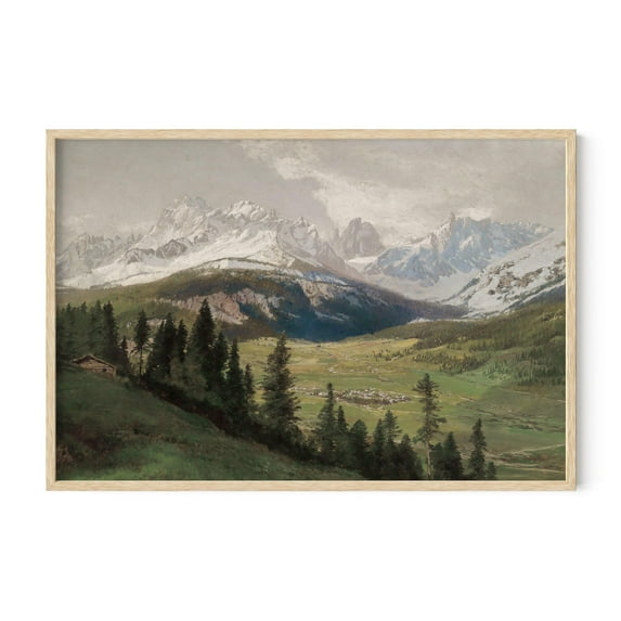 HAUS AND HUES Vintage Prints Wall Art - Oil Paintings for Wall Decor Captivating Landscape and Mountain Scenes to Bring the Outdoors Indoors (24x36 Framed Beige)