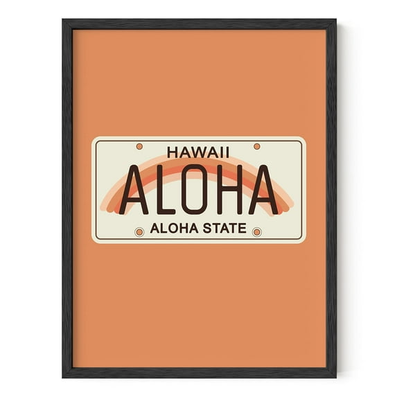 HAUS AND HUES Vintage Travel Posters Hawaii Surf Decor - Peach Wall Decor Aloha Signs for Home Decor Vintage Hawaii Art Travel Poster Hawaii Surfer Room Decor UNFRAMED 12"x16"