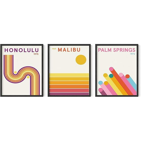 HAUS AND HUES Vintage Travel Posters Set - Set of 3 City Art, Travel Prints, Vintage City Posters, Retro Posters For Room Aesthetic, Vintage Wall Prints, Travel Art Prints, (Unframed, 16x20)