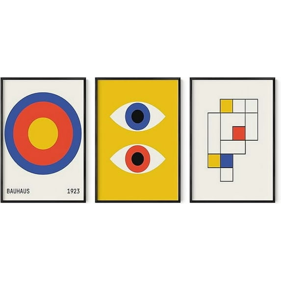 HAUS AND HUES Yellow and Blue Art - Set of 6 Geometric Pictures for Wall, Modern Art, Abstract Art, Colorful Art, Yellow and Blue Artwork, Neutral Wall Art, Colorful Wall Art (Unframed, 24x36)