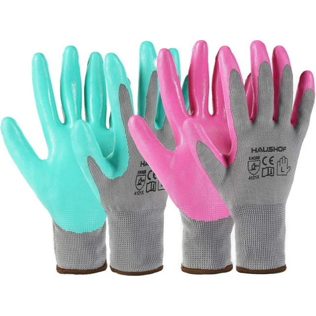 HAUSHOF 6 Pairs Garden Gloves for Women, Nitrile Coated Working Gloves