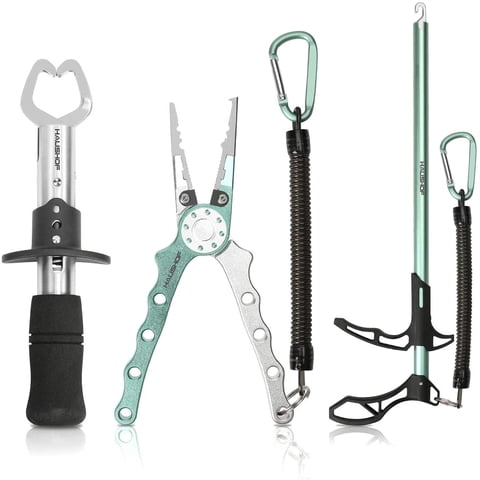 HAUSHOF Fishing Tool Kit, 3-Piece Stainless Steel Set with Fish Lip Gripper, Hook Remover & Pliers, Corrosion-Resistant with Lanyard