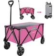 thumbnail image 1 of HAUSHOF Heavy Duty Collapsible Wagon, Folding Outdoor Utility Wagon, Camping Garden Beach Cart with Universal Quick Release Wheels, Adjustable Handle, 176 lbs Load Capacity, Pink, 1 of 8