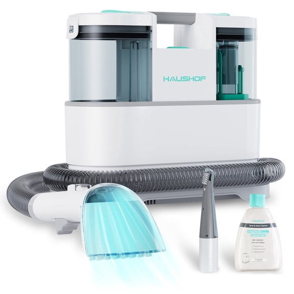 HAUSHOF Portable Carpet Spot & Upholstery Cleaner, 12kPa Powerful Suction, Dual-Tank Deep Cleaner Machine for Pet Stains, Couch, Rug, Car Seats, with Solution