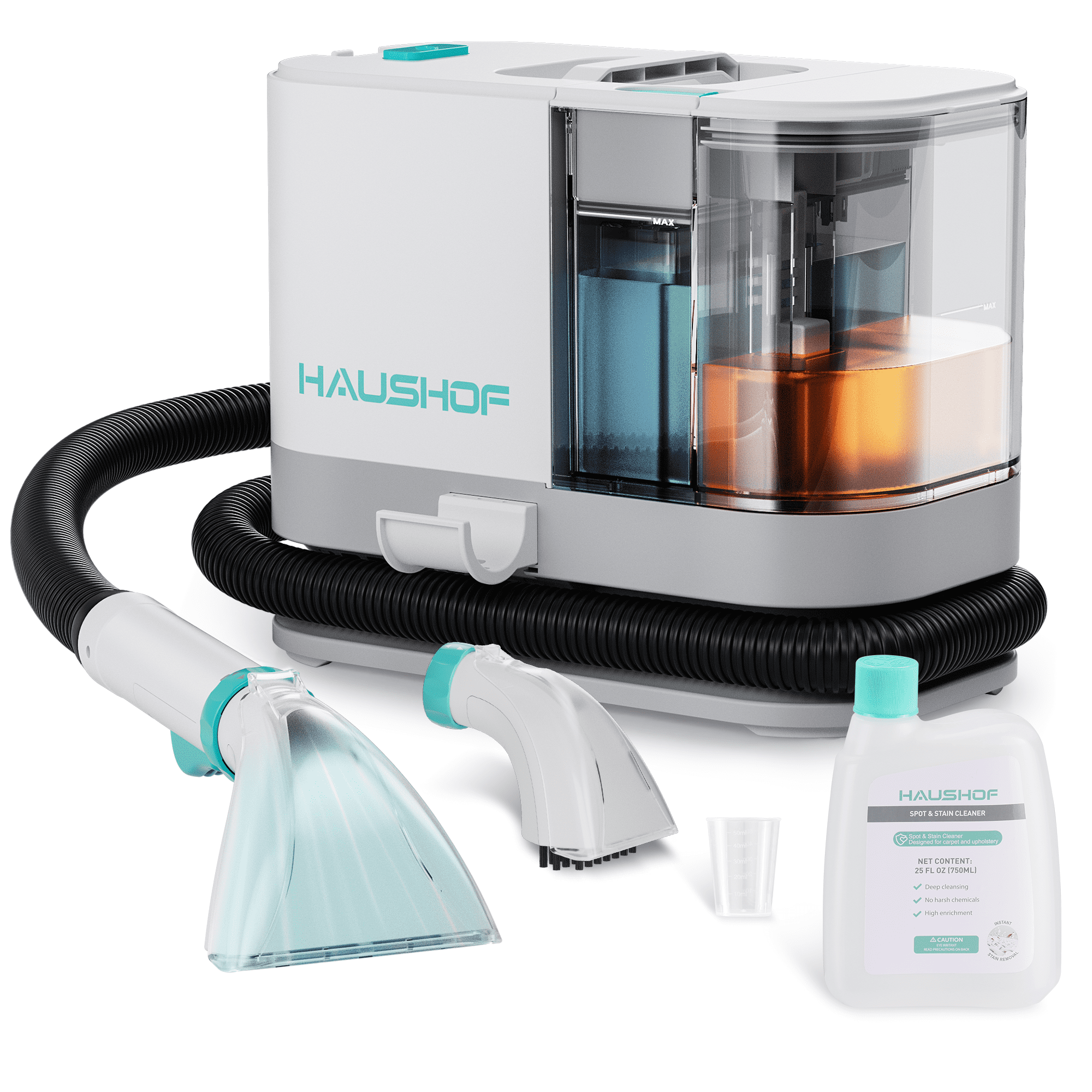 HAUSHOF Portable Carpet Cleaner with 13KPa Suction & 2-in-1 Water Tanks, Upholstery Cleaner Machine for Rug, Car Seats, Couch, Pet Stains Spot Remover, with Sol