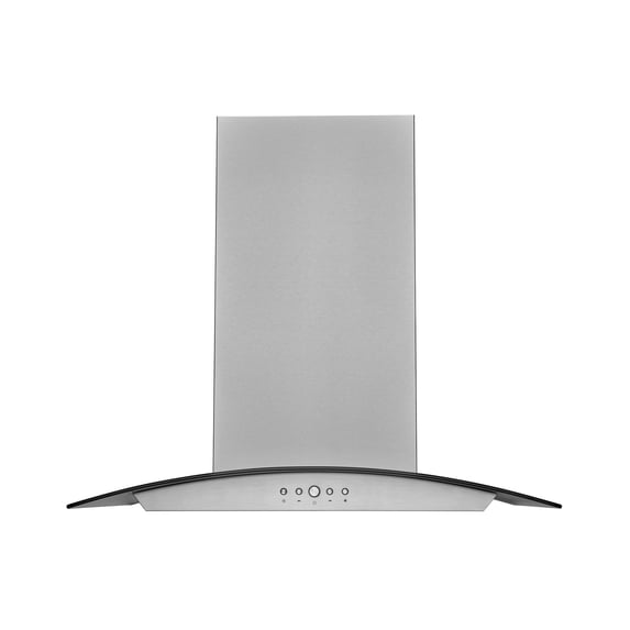 Hauslane | Chef Series IS-200 36" Modern Island Range Hood | Contemporary Tempered Glass | Powerful Suction with Maximum Coverage, LED, and Baffle Filters | Fits 6” Round Duct or Recirculation
