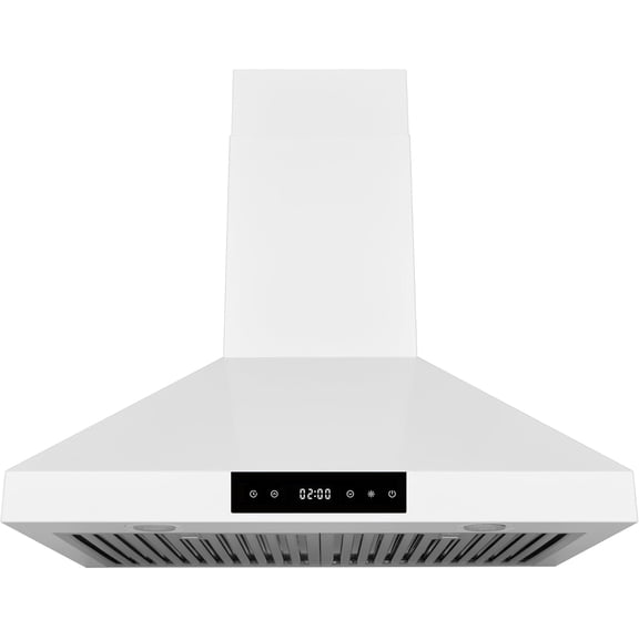 Hauslane Range Hood Wall Mount 30" Ducted or Ductless Kitchen Vent Hood 860CFM Stainless Steel Stove Hood - 6 Speed, Auto Shut-off, Touch Control, LED Lamps, Baffle Filters, WM538 Matte White