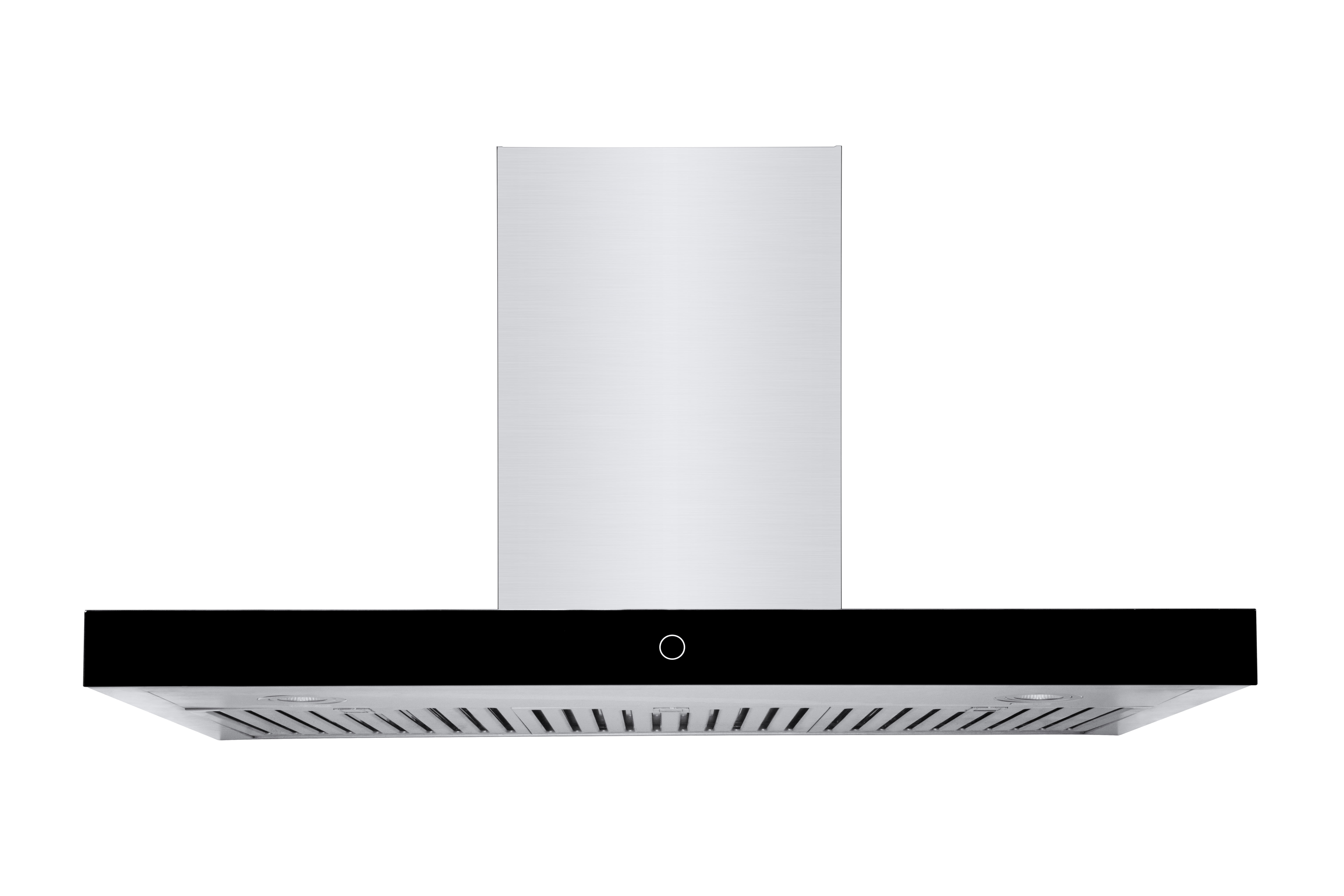 Hauslane Chef Series WM-739 36” Wall Mount Range Hood T-Style Black Glass 3 Speed Pro Suction Touch Control Baffle Filters 120V Convertible