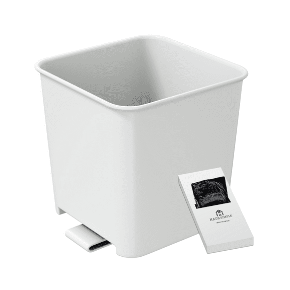 HAUSSIMPLE Car Trash Can Waterproof Vehicle Garbage Bin, Leakproof Anti Slip Floor Mat Clip Trash Bag Holder for Car, Truck, SUV, Van Portable Auto Trash Container with Stability Clips (White, Small)