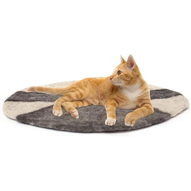 HAUSSIMPLE Cat Bed Mat Natural Merino Cozy Wool Large Carpet for Pet