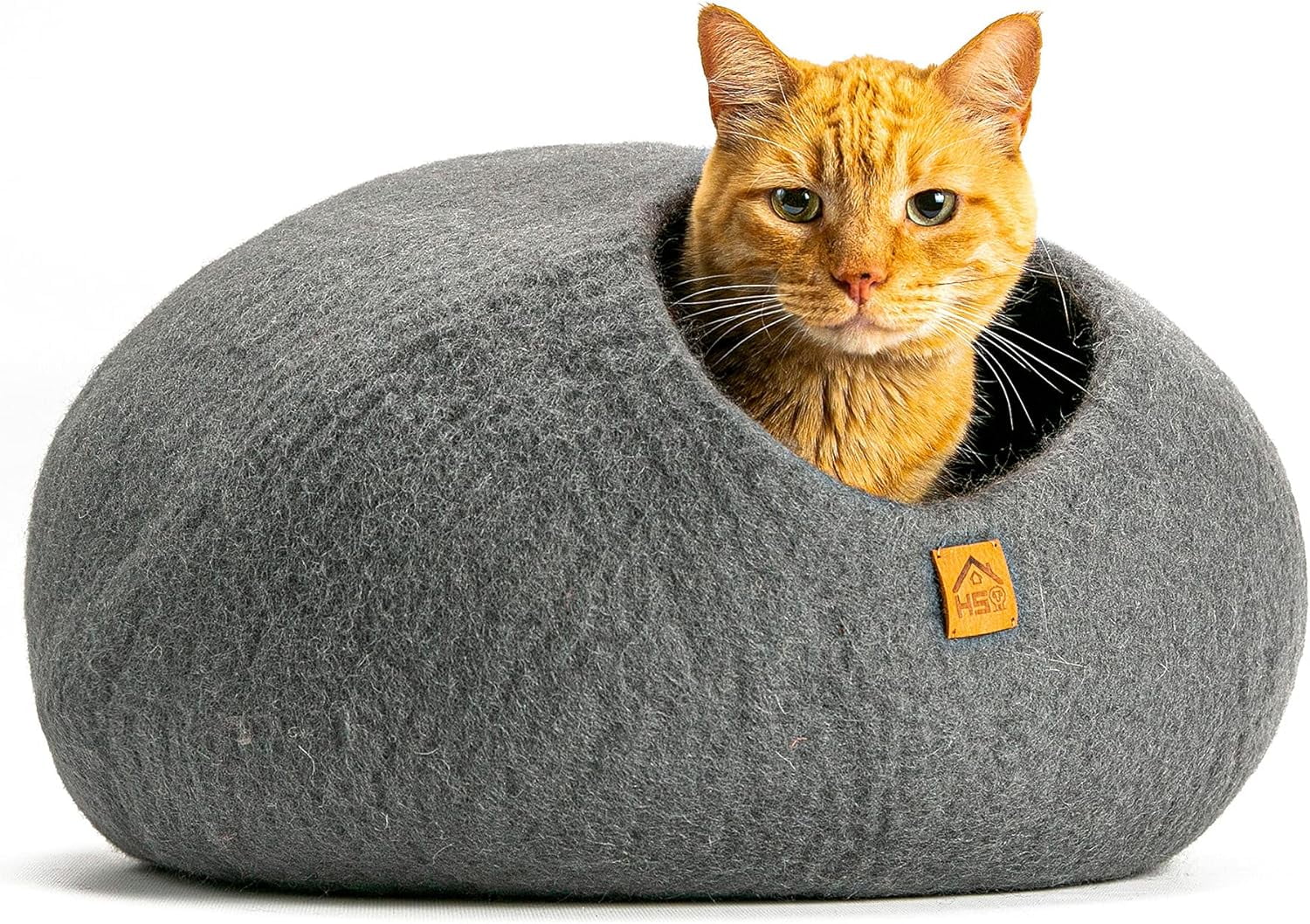 HAUSSIMPLE Wool Cat Cave Premium Felt Bed for Kittens Pet House Natural ...