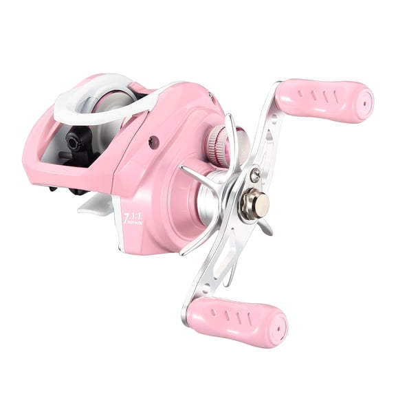HAUT TON Left DC Baitcaster Reel Pink Left, Digital Control Reel Baitcasting, Max Drag 11LB, 7.1:1 Gear Ratio, 4+1BB Ultralight Freshwater Saltwater Fishing Reels