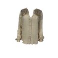 thumbnail image 1 of HAUTE HIPPIE Women's V-Neck Casual Shirt, Beige, Medium, 1 of 1