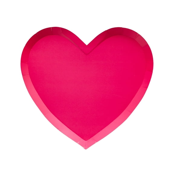Bonjour Fête Hot Pink Heart Small Paper Dessert Plates, Disposable Party Supplies, 8 Count, Valentines