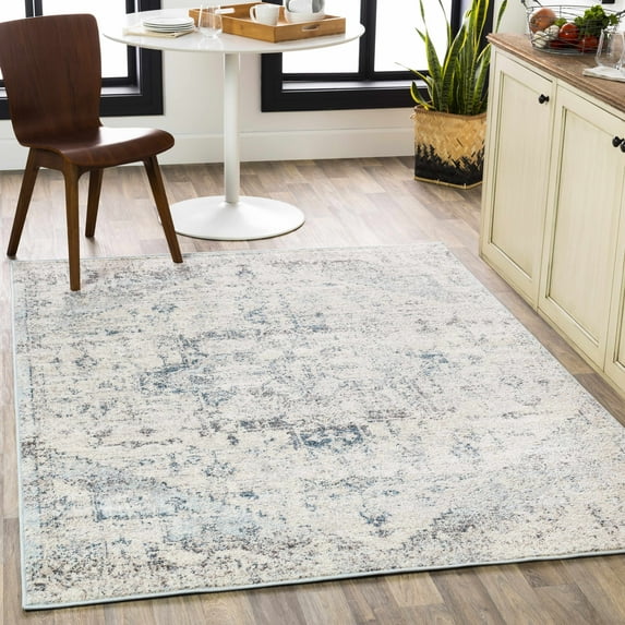 HAUTELOOM Orrick Modern Farmhouse Living Room Bedroom Dining Room Area Rug - Vintage Distressed - Persian Medallion Motif Carpet - Beige - 7'10in x 10'3in