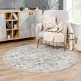 thumbnail image 1 of HAUTELOOM Orrick Modern Farmhouse Living Room Bedroom Dining Room Circle Circular Rug - Persian Medallion Motif Carpet - Beige - 6'7in Round Area Rug, 1 of 7