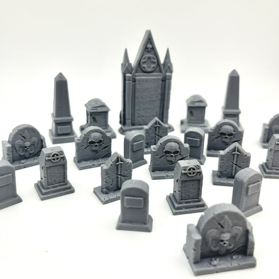 HAUTICO Graveyard Scenes, Terrain Scenery for 18-28mm Miniatures Wargame, 3D Printed and Paintable (Graveyard1)
