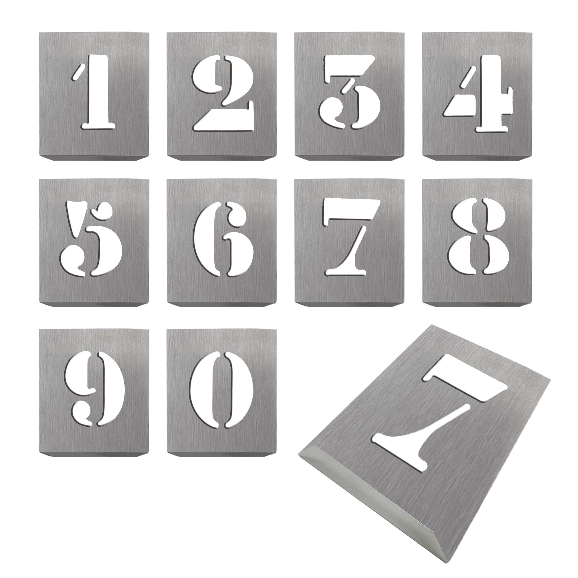 HAUTMEC Vintage Aluminum Numbers EC36 Stencils, 0 to 9 Aluminum ...