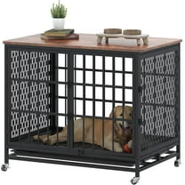 HAUXITIO 42 inch Extra Large Dog Crate Furniture with Removable Trays,3 Doors,4 Wheels & 5 Locks for Medium and Large Dogs,42.0"L x 28.0"W x 34.0"H