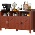 thumbnail image 1 of HAUXITIO 55" Farmhouse Buffet Cabinet with 4 Doors & Open Shelves,Kitchen Storage Sideboard for Dining Room & Living Room，Cherry, 1 of 8