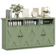 thumbnail image 1 of HAUXITIO 60" Farmhouse Buffet Cabinet with 4 Doors & Open Shelves,Kitchen Storage Sideboard for Dining Room & Living Room,Green, 1 of 9