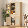 thumbnail image 1 of HAUXITIO 70" Tall Pantry Cabinet with 4 Doors,Drawers & Adjustable Shelves for Kitchen & Dining Room,Oak, 1 of 6