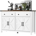thumbnail image 1 of HAUXITIO Farmhouse Buffet Cabinet with 4 Doors & 2 Drawers,55 Inch Storage Sideboard with Coffee Bar Station for Dining Room & Kitchen,White, 1 of 8