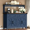 thumbnail image 1 of HAUXITIO Farmhouse Buffet Cabinet with Charging Station,Drawers & Wine Rack,White Storage Sideboard with Barn Doors for Kitchen & Dining Room,Blue, 1 of 8
