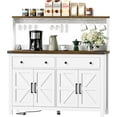 thumbnail image 1 of HAUXITIO Storage Cabinet Buffet with Drawers and Charging Station,Coffee Bar Cabinet Sideboard with Barn Doors,Wine Rack and Hooks,White1, 1 of 7