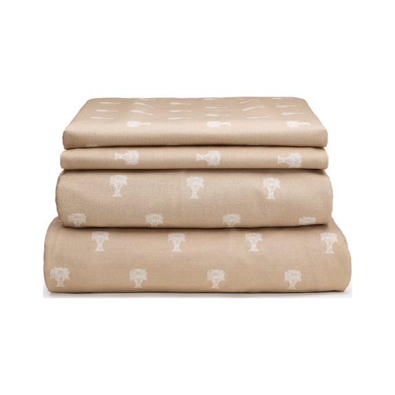 HAUZER HOME FARMHOUSE GRAINS LINEN 100% Cotton Printed Sheet Set